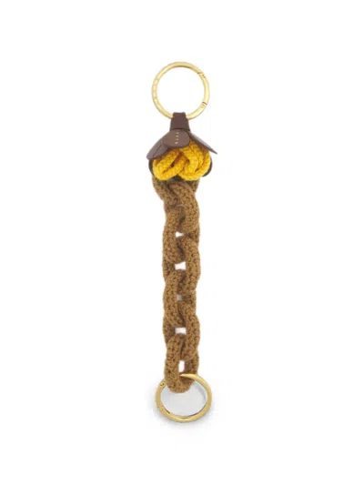 Marni Crochet-knit Flower-detail Keyring In Gold