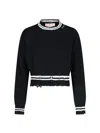 Marni Roundneck Crewneck Crop Distressed Ribbed Contrast In Black