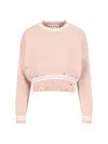 Marni Womens 00w35 Distressed Cropped Cotton-knit Jumper