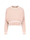 Marni Womens 00w35 Distressed Cropped Cotton-knit Jumper