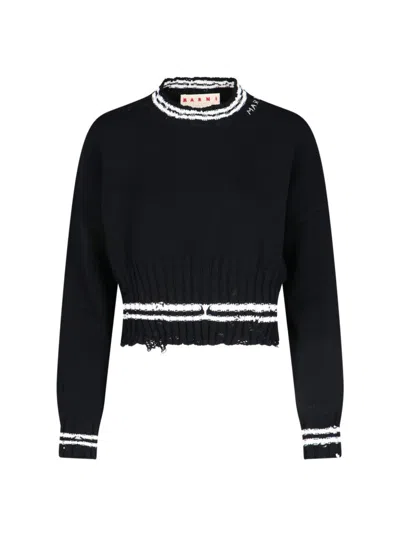 MARNI CROP KNIT TOP - BLACK