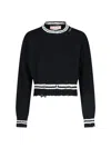 Marni Roundneck Crewneck Crop Distressed Ribbed Contrast In Black