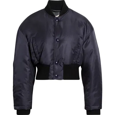 Marni Crop Nylon Bomber Jacket In Blue