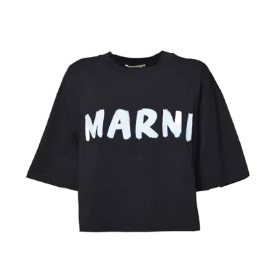Marni Crop T-shirt In Organic Cotton Black