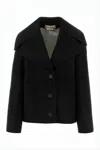 Marni Cropped Black Jacket With Structured Collar And Boxy Fit In Black