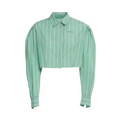 Pre-owned Marni Cropped Box Long-sleeve Button Down 'millet' | Green | Women's Size 36