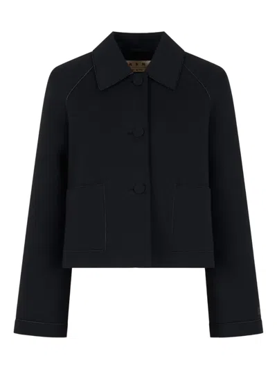 Marni Cropped Button-up Jacket In Black