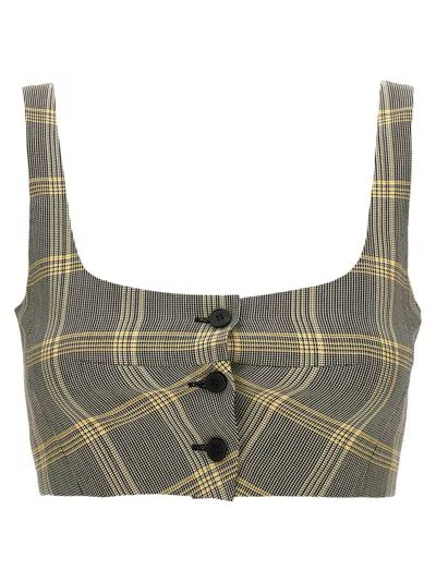 MARNI MARNI CROPPED CHECK PRINT TOP WITH BUTTON CLOSURE