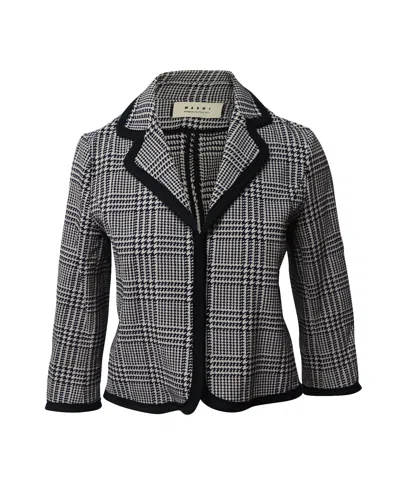 Marni Cropped Checked Jacket In Black Cotton In Grey