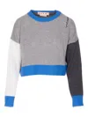 Marni Cropped Color-block Sweater With Round Neckline In Gray