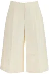 Marni Knee Length Pleated Wide Leg Trousers In Neutro