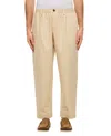 Marni Beige Organic Gabardine Trousers With Drawstring Waist In Neutrals