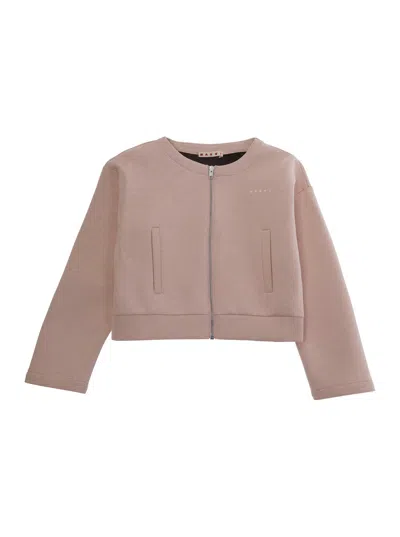Marni Cropped Cotton-blend Blazer In Multi