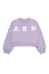 Marni Kids Purple Cotton Cropped Embroidered Logo Sweatshirt In Purple
