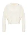 Marni Cropped Distressed Jumper In White