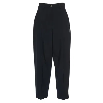 Marni Cropped Embroidered Wool Straight-leg Pants In Black