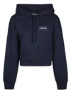 Marni Cropped Hoodie In Deep Navy With Distinctive Patch In Black