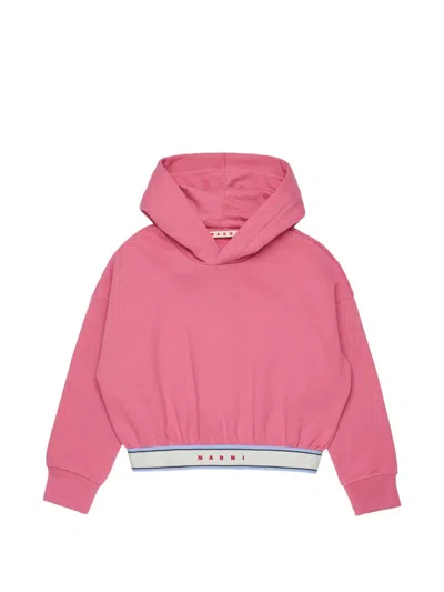 Marni Kids' Cropped Hoodie In Pink