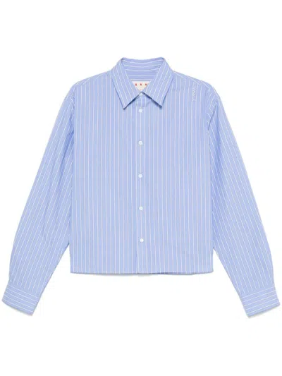 Marni Cropped Light Blue Shirt With Tailored Detailing