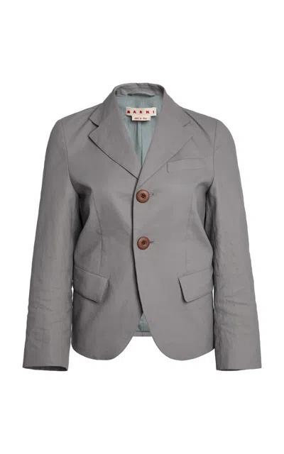 Marni Cropped Linen Blazer In Gray