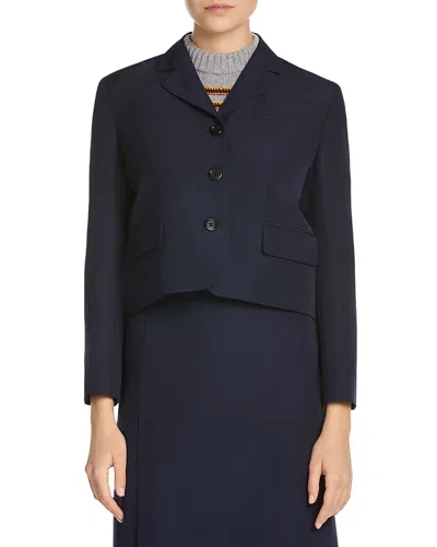Marni Cropped Notch Collar Jacket In Blue