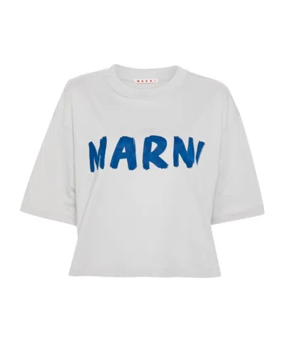 Marni Cropped Organic Cotton T-shirt In Multi