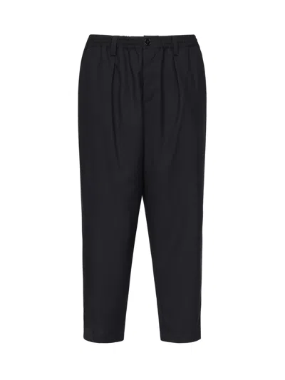 Marni Cropped Pants In Cool Wool In Black