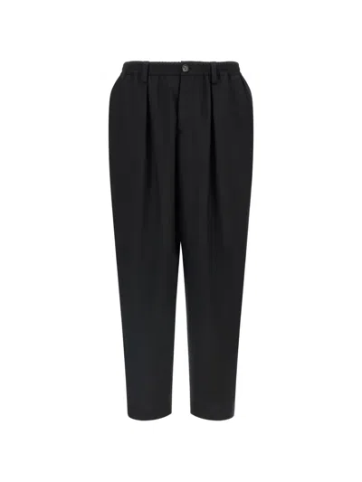 Marni Cropped Pleated Trousers In Black