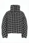 Marni Cropped Puffer Jacket With High Collar And Grid Check Pattern In Multi
