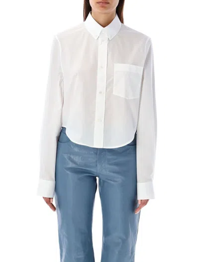 Marni Logo-embroidered Cropped Shirt In White