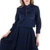 Marni Cropped Shirt With Stitching Details In Blue