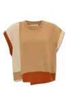 Marni Women's Asymmetric Colorblocked Cashmere Crop Sweater