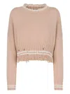 Marni Womens 00w35 Distressed Cropped Cotton-knit Jumper
