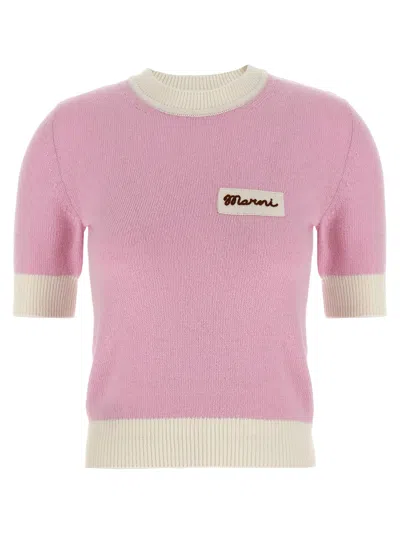 Marni Cropped Sweater In Pink