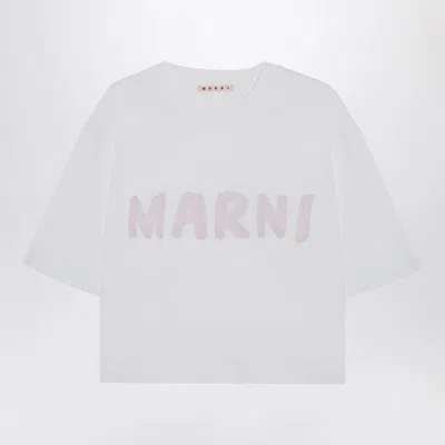 Marni Cropped T-shirt With Logo Print In White