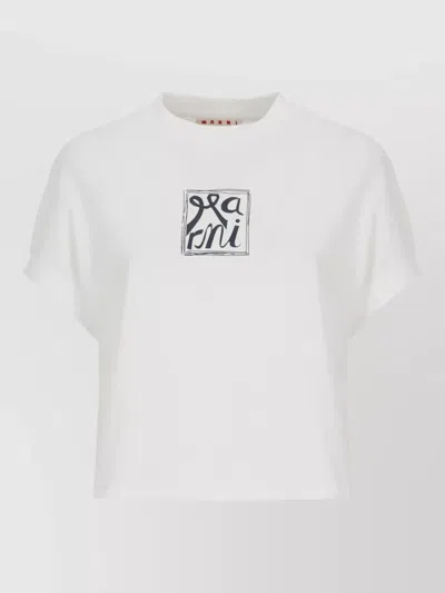 Marni Cropped Top Short Sleeves Crew Neck In White