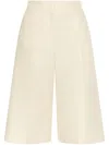 Marni Knee Length Pleated Wide Leg Trousers In Neutrals