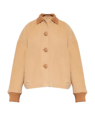 Marni Cropped Virgin Wool-cashmere Jacket In Nude