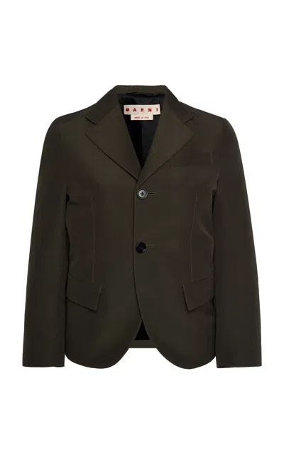 Marni Cropped Wool-blend Blazer In Green