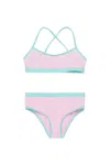 Marni Cross-over Shoulder Straps Bikini Swimming Costume In Pink