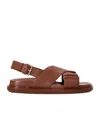 Marni Fussbett Leather Sandals In Brown