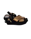Marni Cross-strap Platform Sandals In Bronze Leather In Brown