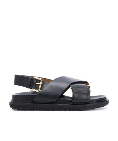 Marni Criss-cross Fussbett Sandals In Black