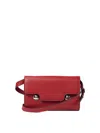 Marni Trunkaroo Calf Leather Clutch In Red
