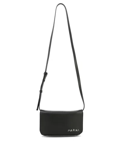 Marni Crossbody Handbag With Mending In Black