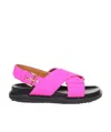 Marni Woman Sandals Fuchsia Size 6 Textile Fibers In Red
