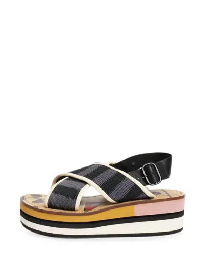 Pre-owned Marni Cross-strap Platform Sandals In Black