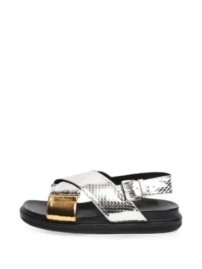 Pre-owned Marni Cross-strap Sandals In Silver