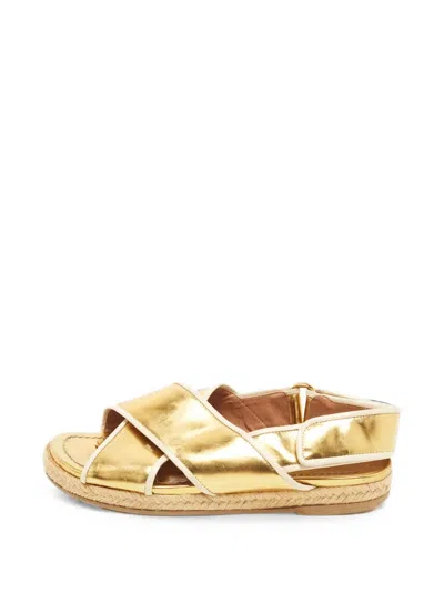 Pre-owned Marni Cross-strap Slingback Sandals In Gold