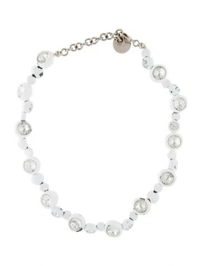 Pre-owned Marni Crystal & Ceramic Collar Necklace, 17.5" In White